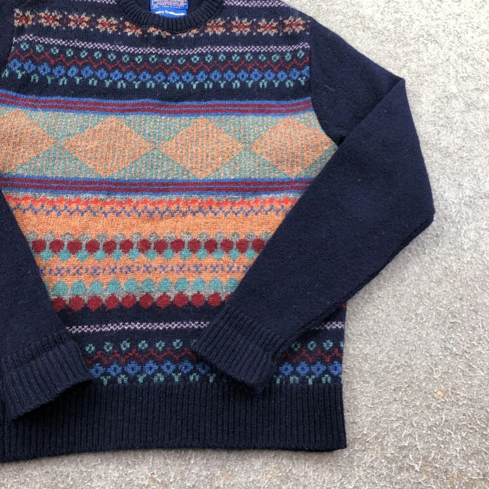 Vintage Pendleton Sweater Mens Medium Multicolor Fair Isle Wool Crewneck USA